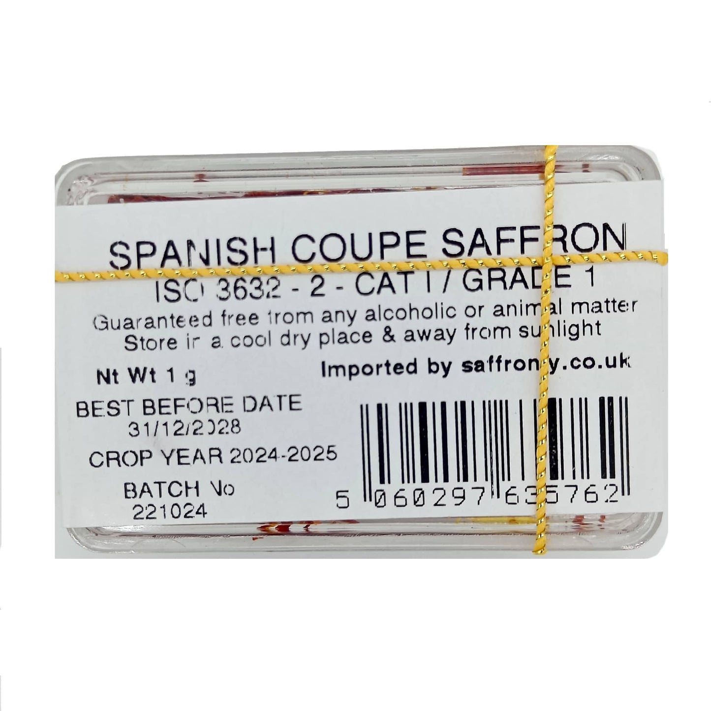 Spanish Saffron 1 Gram - Back Packaging