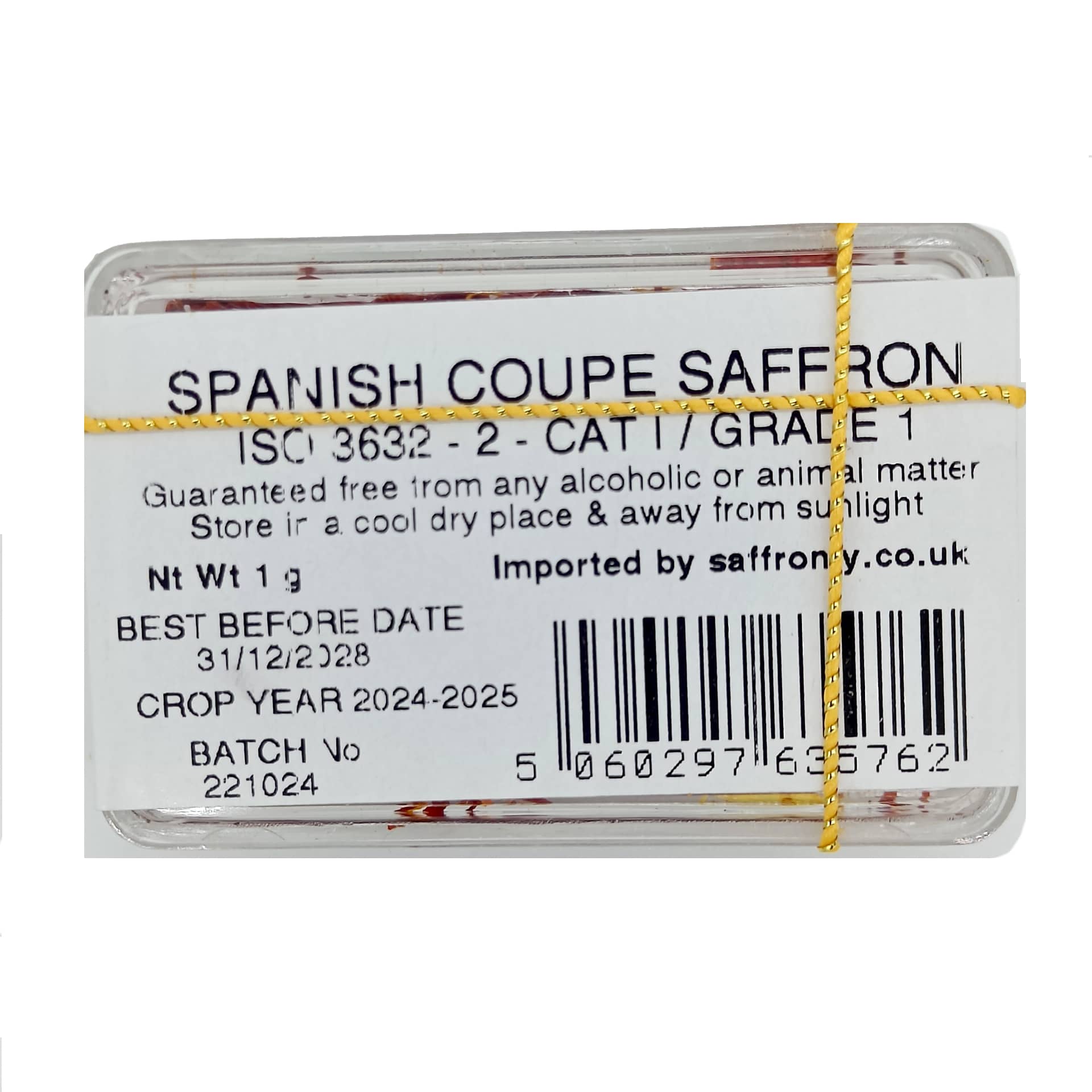 Spanish Saffron 1 Gram - Back Packaging