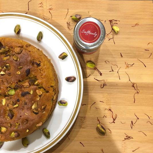 EGGLESS BAKED KHANFAROOSH (ARABIAN SAFFRON CAKE)