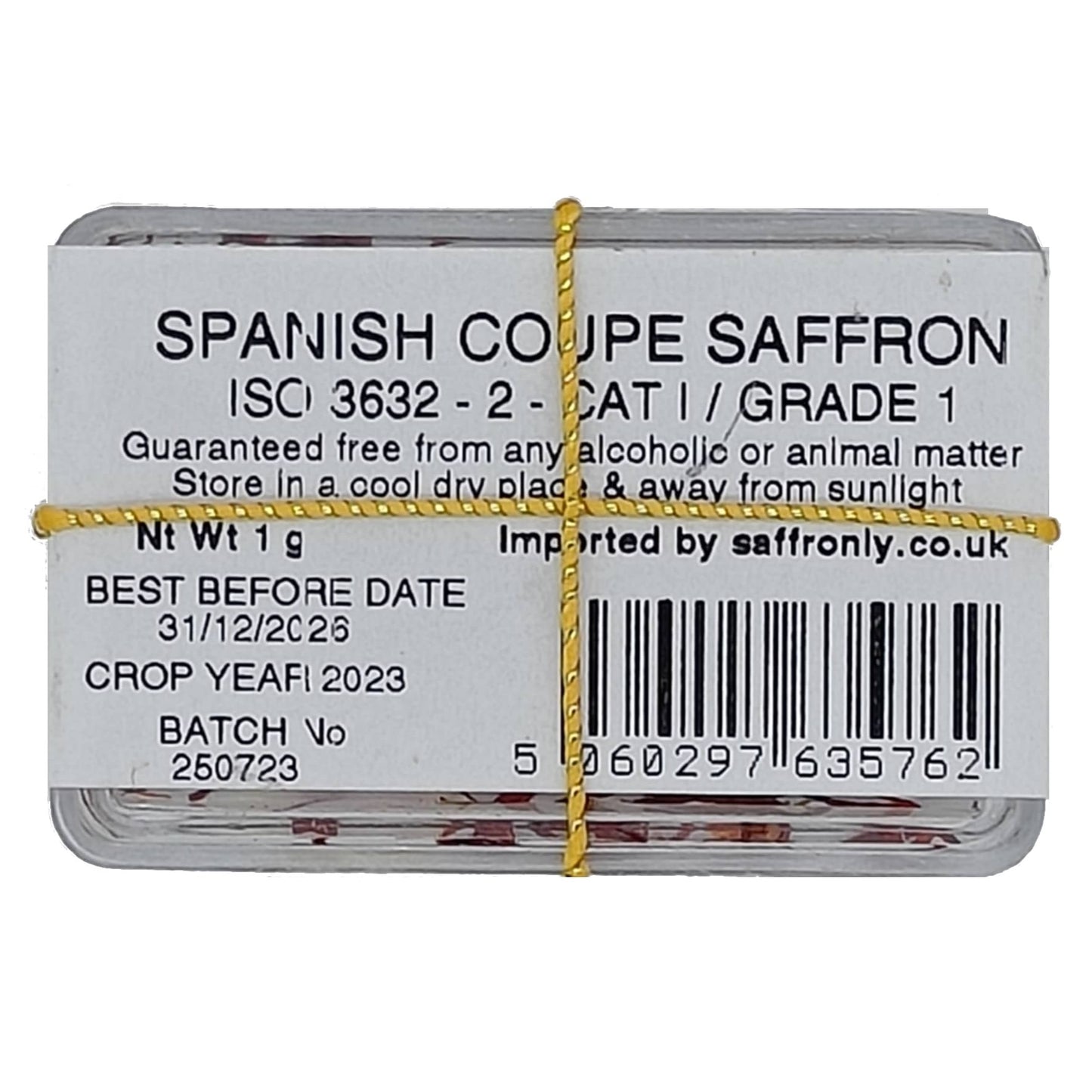 Spanish Saffron 1 Gram - Back Packaging